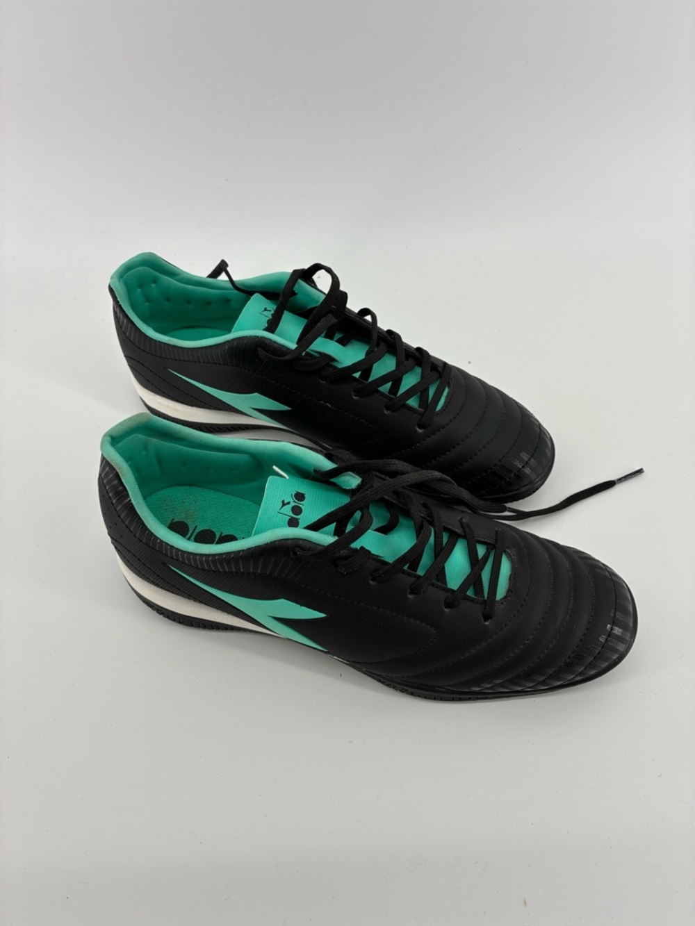 Black and Teal Indoor Soccer Cleats Womens Shoes